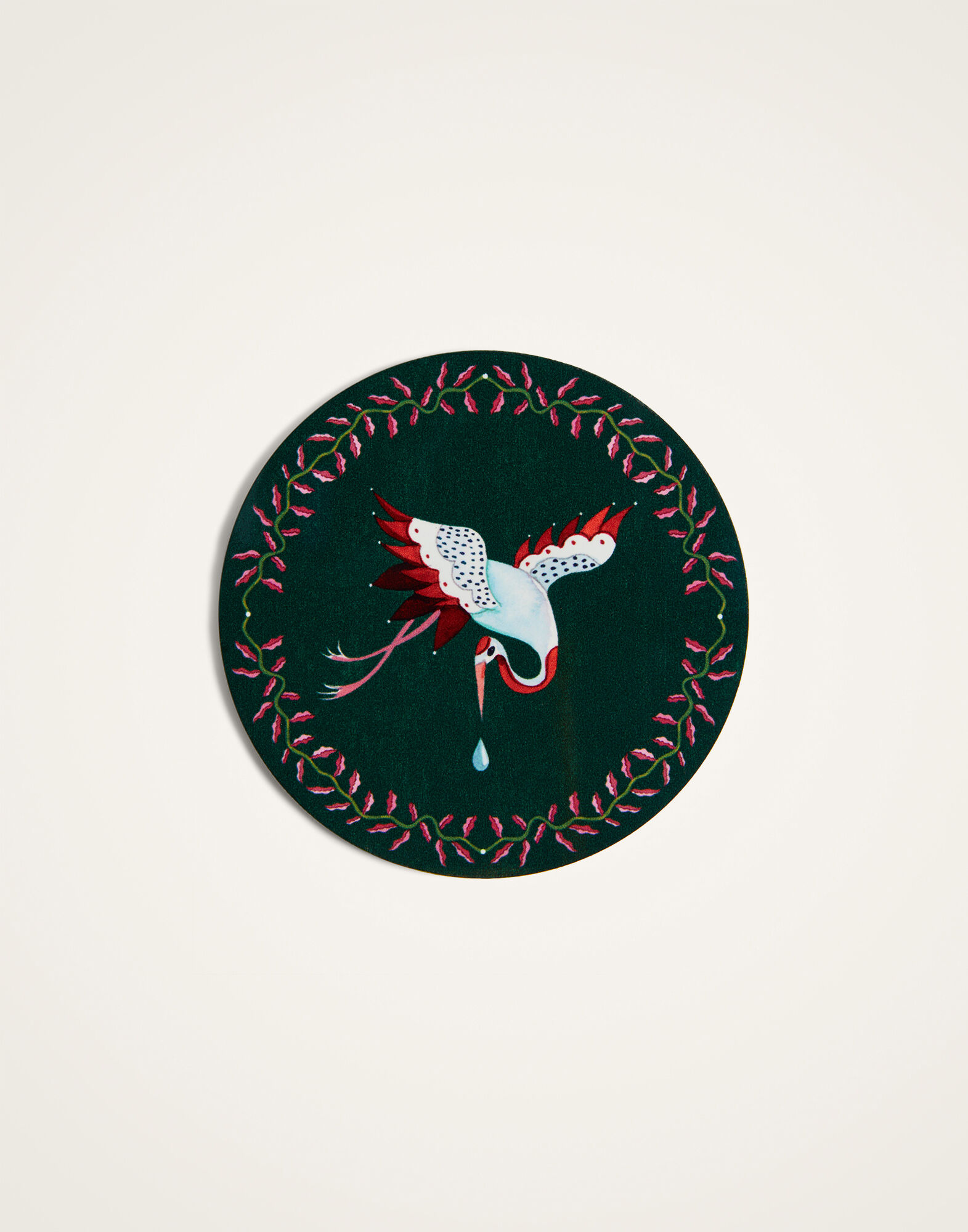 La DoubleJ Disk Coasters Set Of 4 Flora And Fauna Mix Dark Green CST0009CRK001HLE07GR03