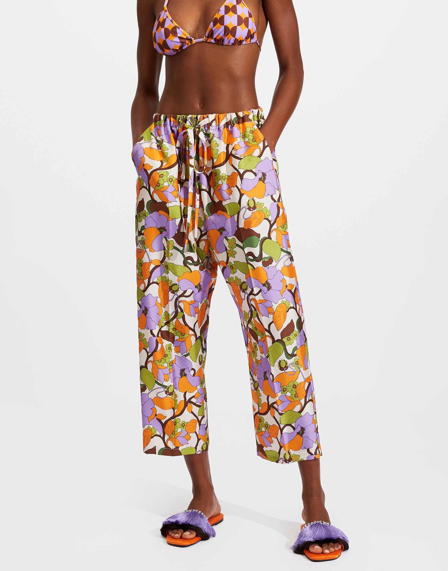 La DoubleJ Drawstrings Pants Vines Bianco TRO0053SIL001VIN0002