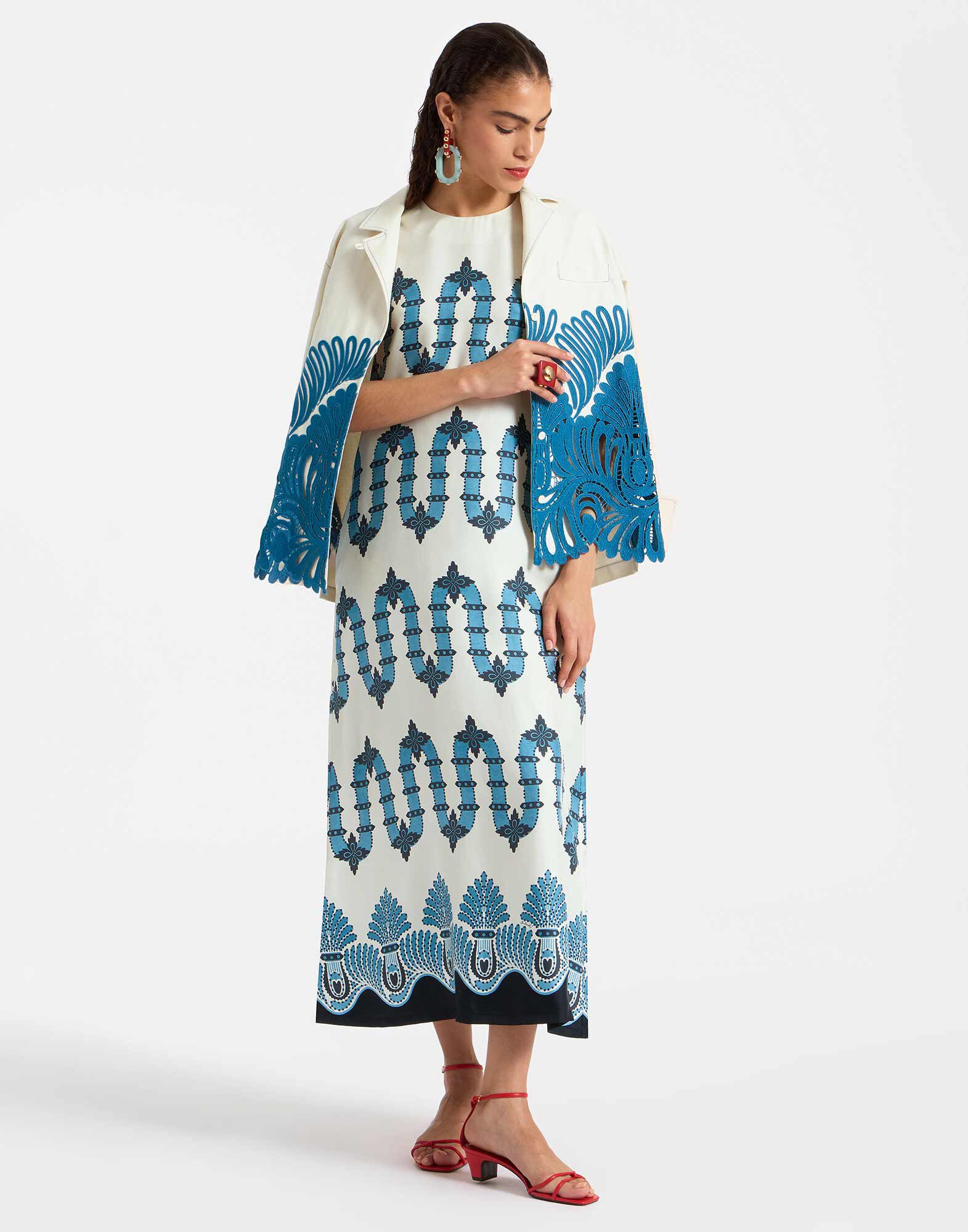 La DoubleJ Swing Dress Scirocco Plac&eacute;e Ivory DRE0001SIL001SCI03WH04