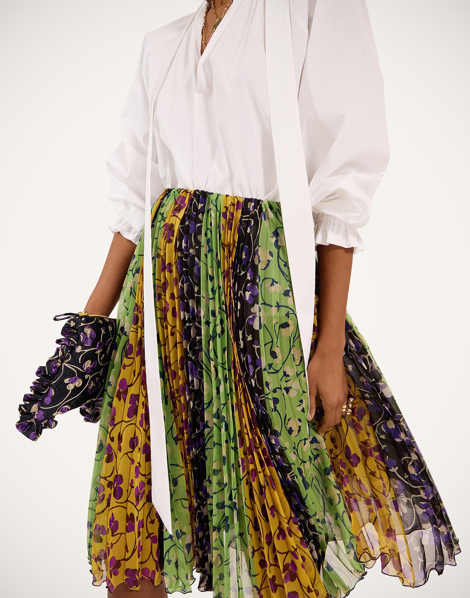 La DoubleJ Supremes Skirt Honeysuckle Tricolor Plac&eacute;e Yellow SKI0074CHF004HNY04YE02