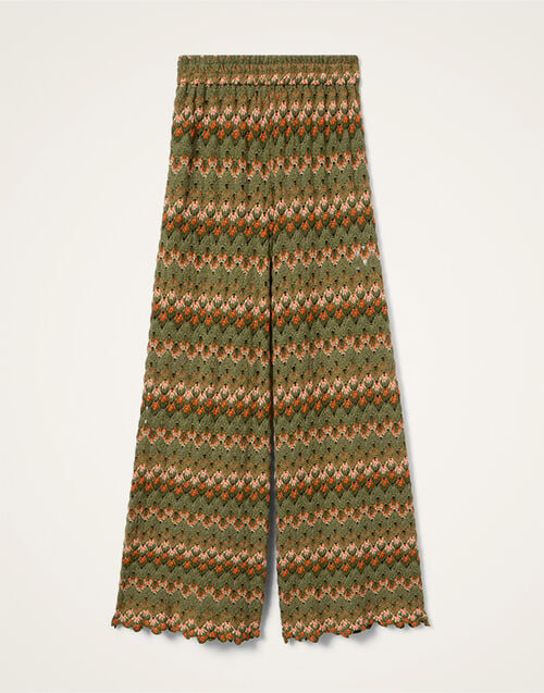 La DoubleJ Palazzo Pants Multicolor Green & Orange TRO0003COT091SOLIDGR02