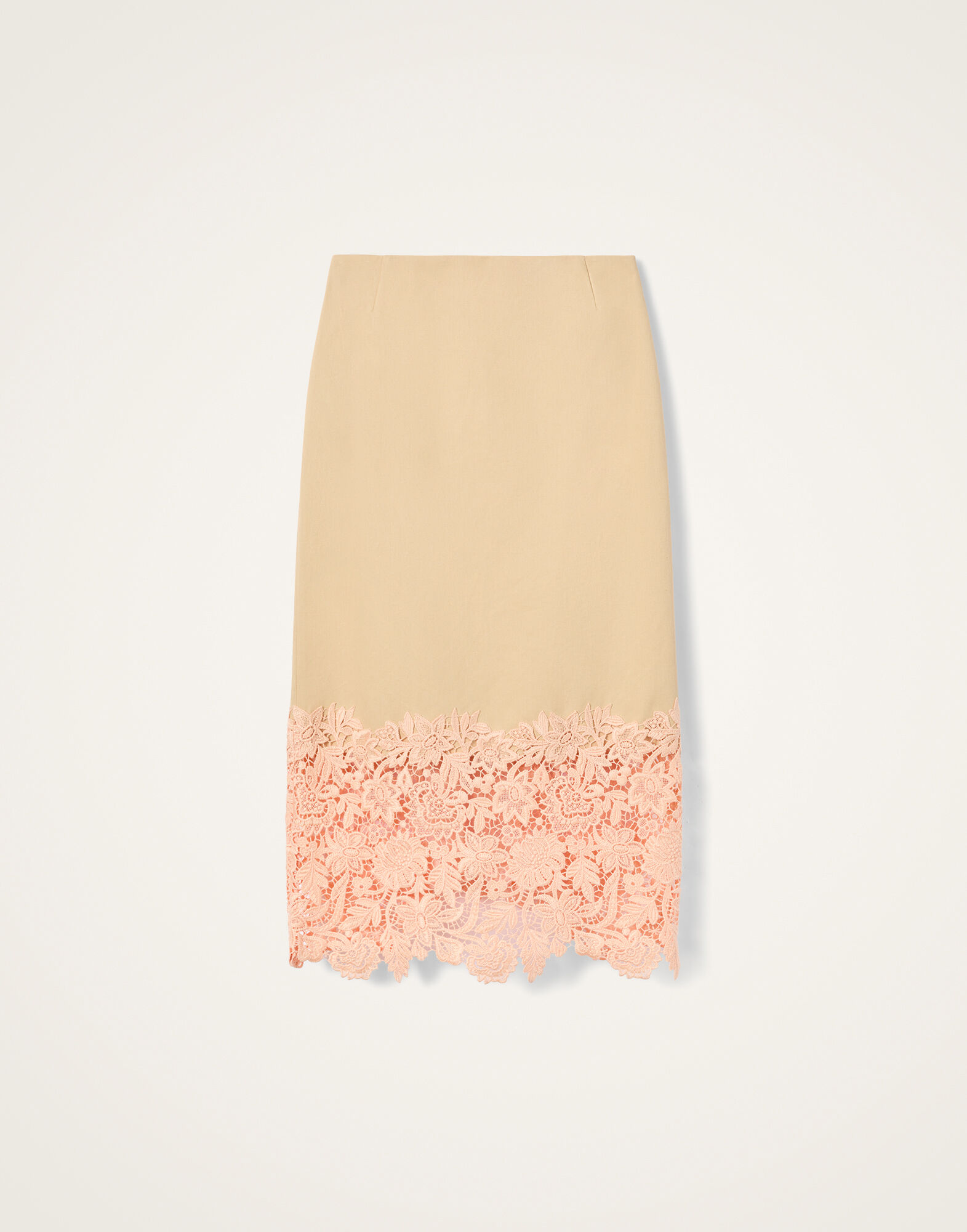 La DoubleJ Pencil Skirt Solid Light Beige SKI0198COT089SOLIDBR01