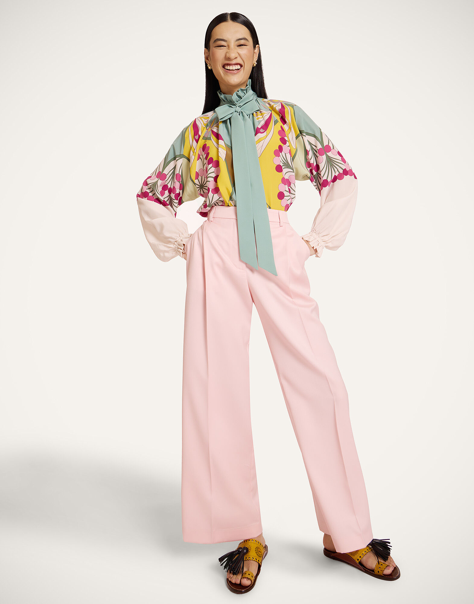 La DoubleJ Cerere Blouse Florette Plac&eacute;e Fuchsia SHI0086CRE002FLO08PI03