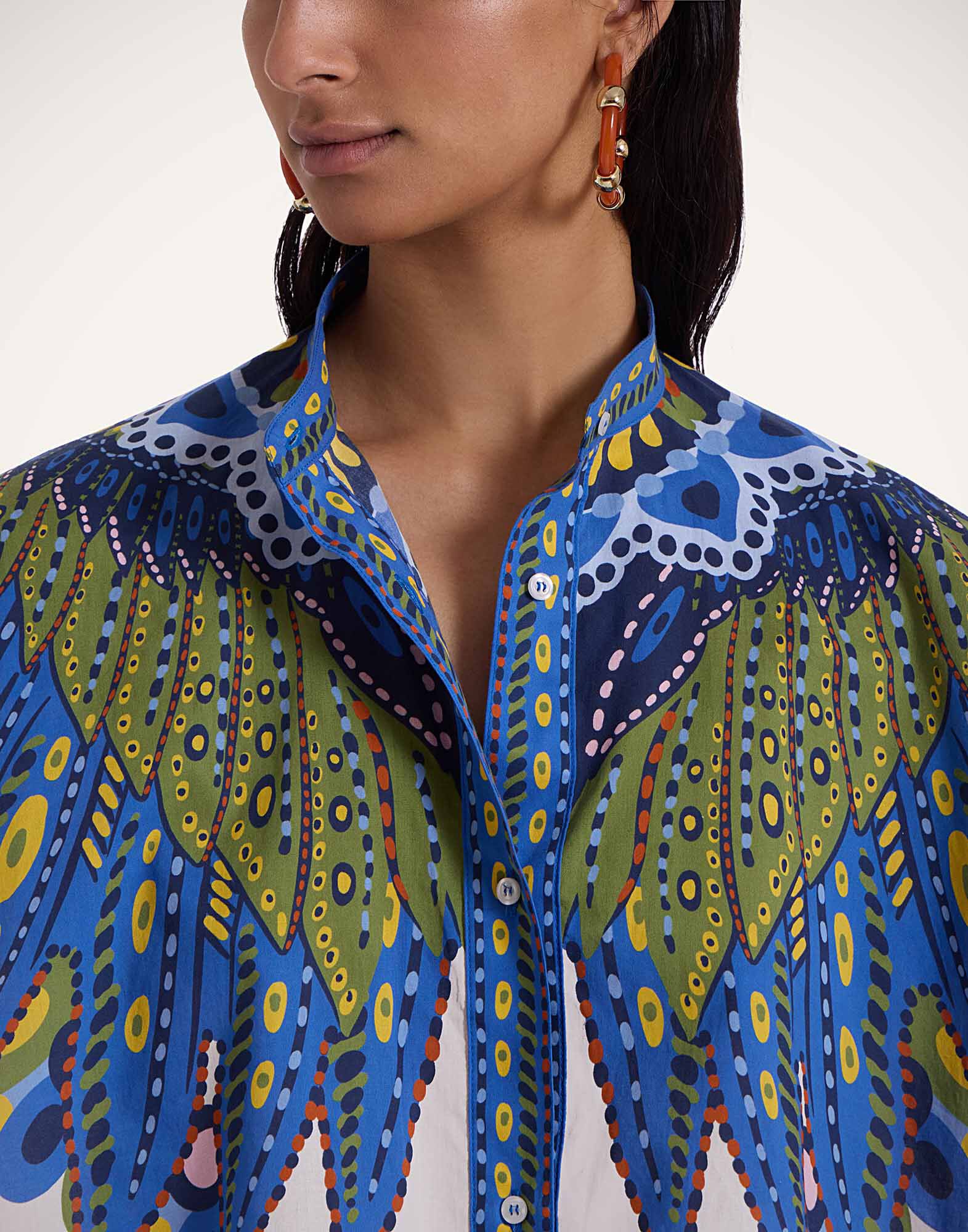 La DoubleJ Mini Foulard Shirt Chakra Plac&eacute;e Multicolor SHI0091COT056CHA05MU01