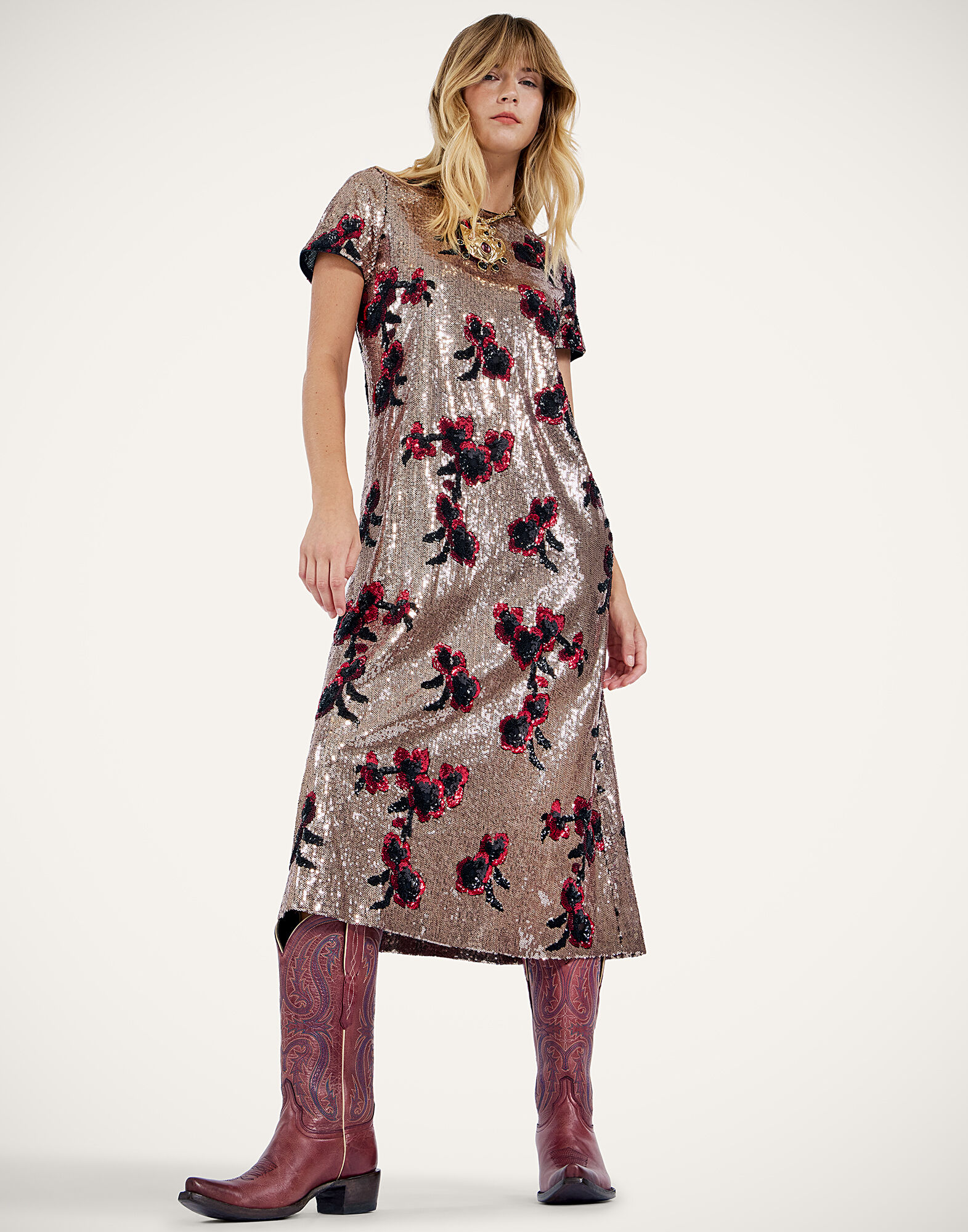 La DoubleJ Midi Swing Dress Primrose Bronze DRE0611PAI012PRI03BR13