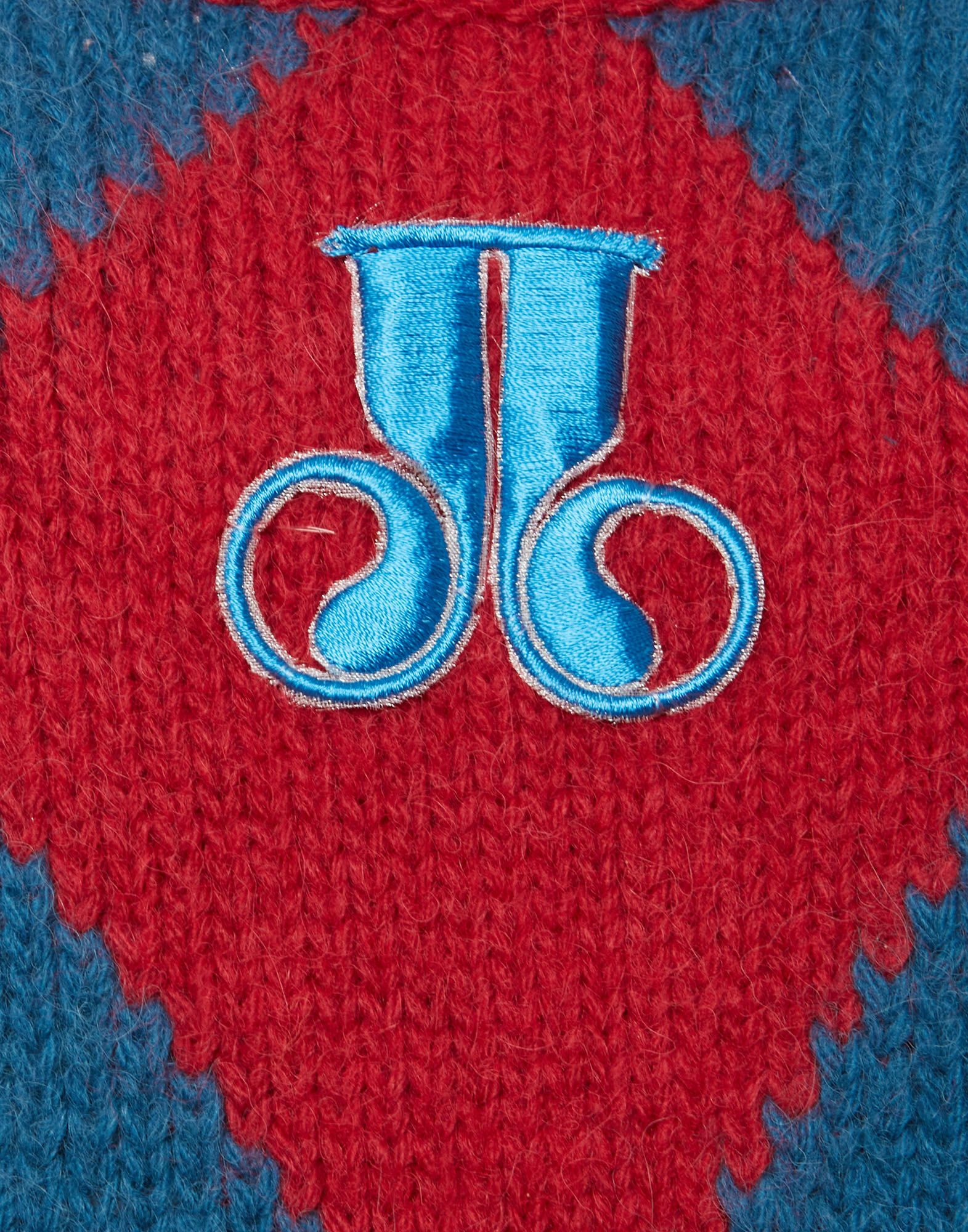 La DoubleJ Argyle Gilet Red & Blue PUL0135KNI064VA183RE01