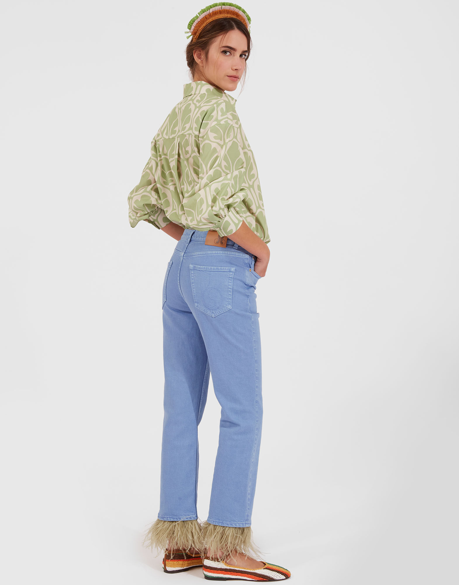 Fancy Crop Jeans (With Feathers)