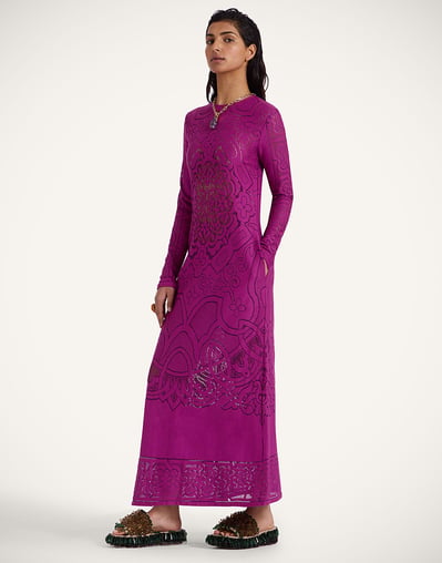 la double j purple dress Icon Magnifico Draped Printed Silk-twill Maxi Dress