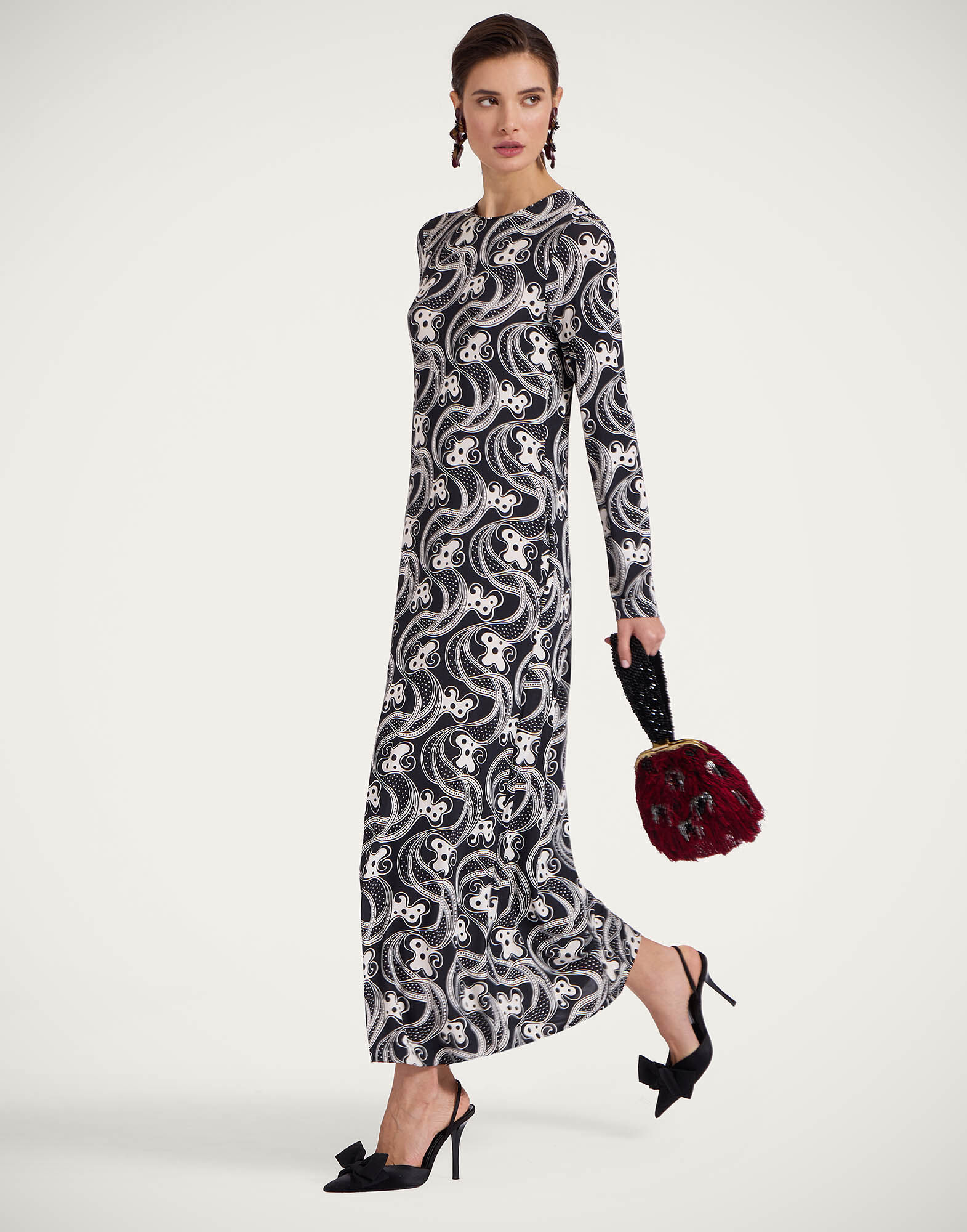 La DoubleJ Long Sleeve Swing Dress Aperol Black & White DRE0831JER027APE01BL03