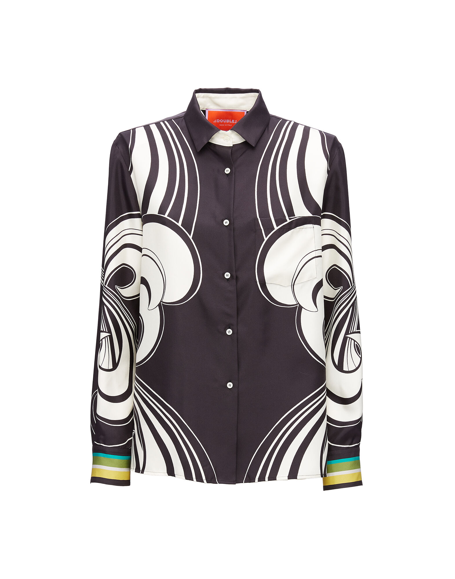 La DoubleJ Boy Shirt Rainbow Swirl B&W Plac&eacute;e SHI0040SIL006RAS0001