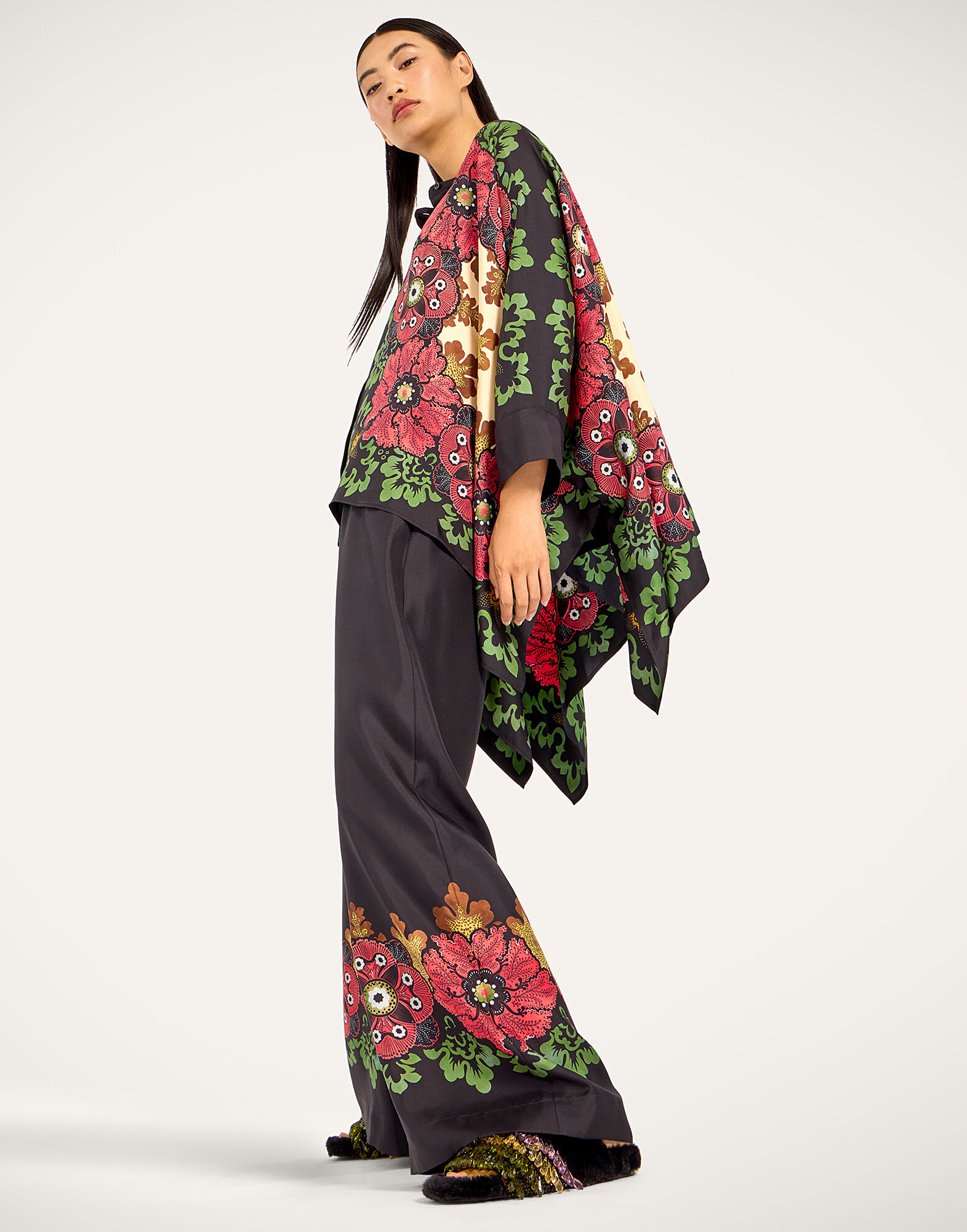 La DoubleJ Palazzo Pants Bounty Plac&eacute;e Red TRO0026SIL006BOU01RE01