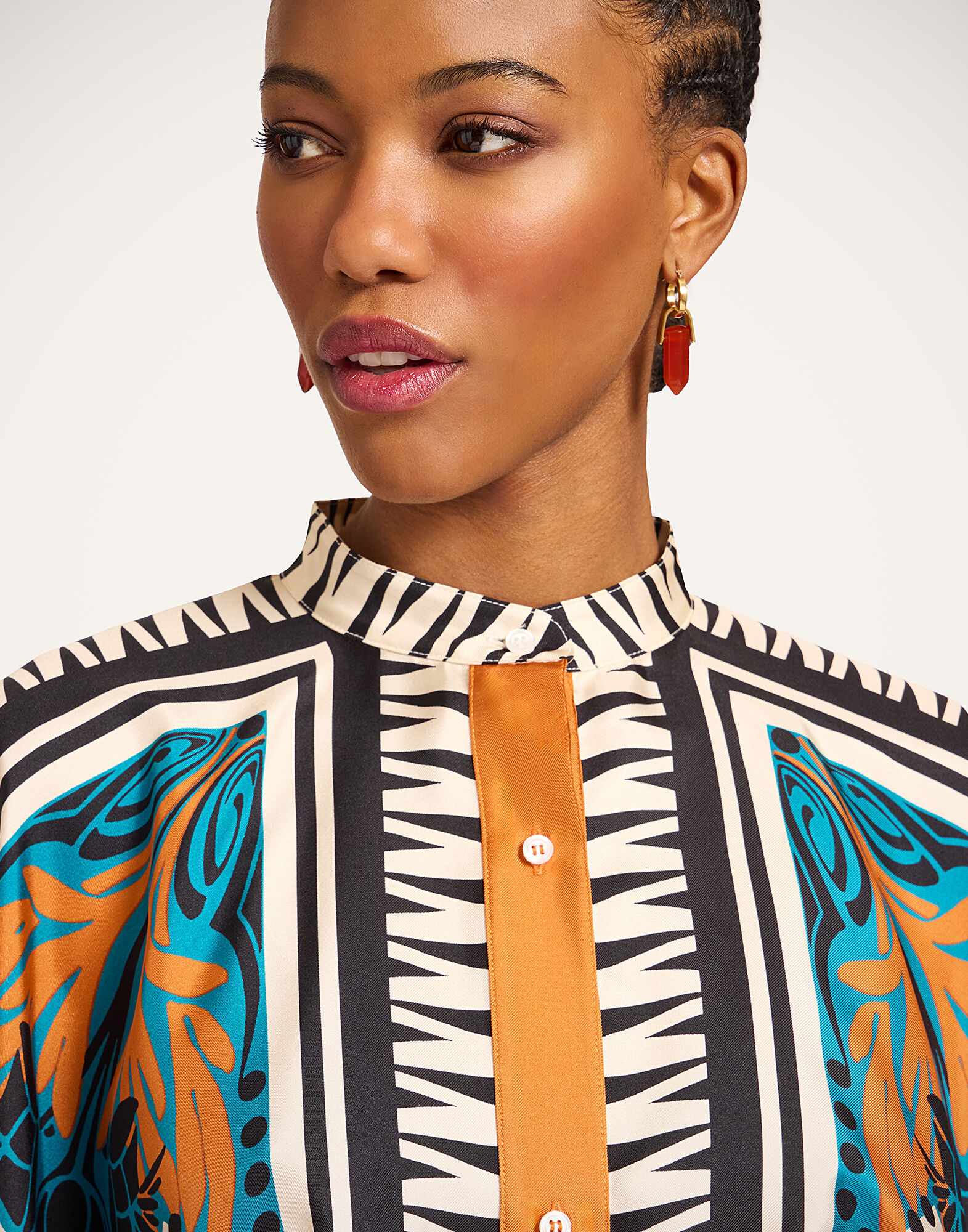 La DoubleJ Foulard Shirt Florence Plac&eacute;e SHI0059SIL006FLO0002