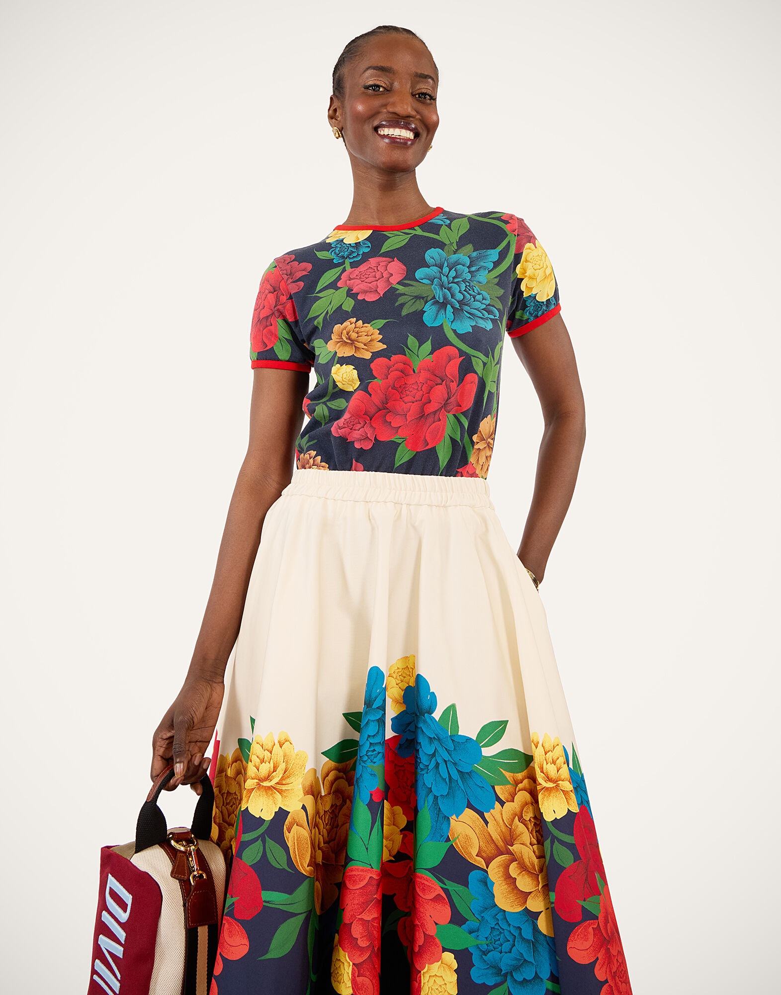 La DoubleJ The Cu-Tee Crop Queen Peony Blue TSH0068JER076QPE01BU03