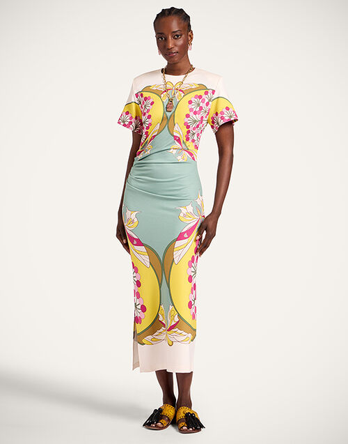 La DoubleJ Lela Dress Florette Plac&eacute;e Fuchsia DRE0922JER067FLO08PI03