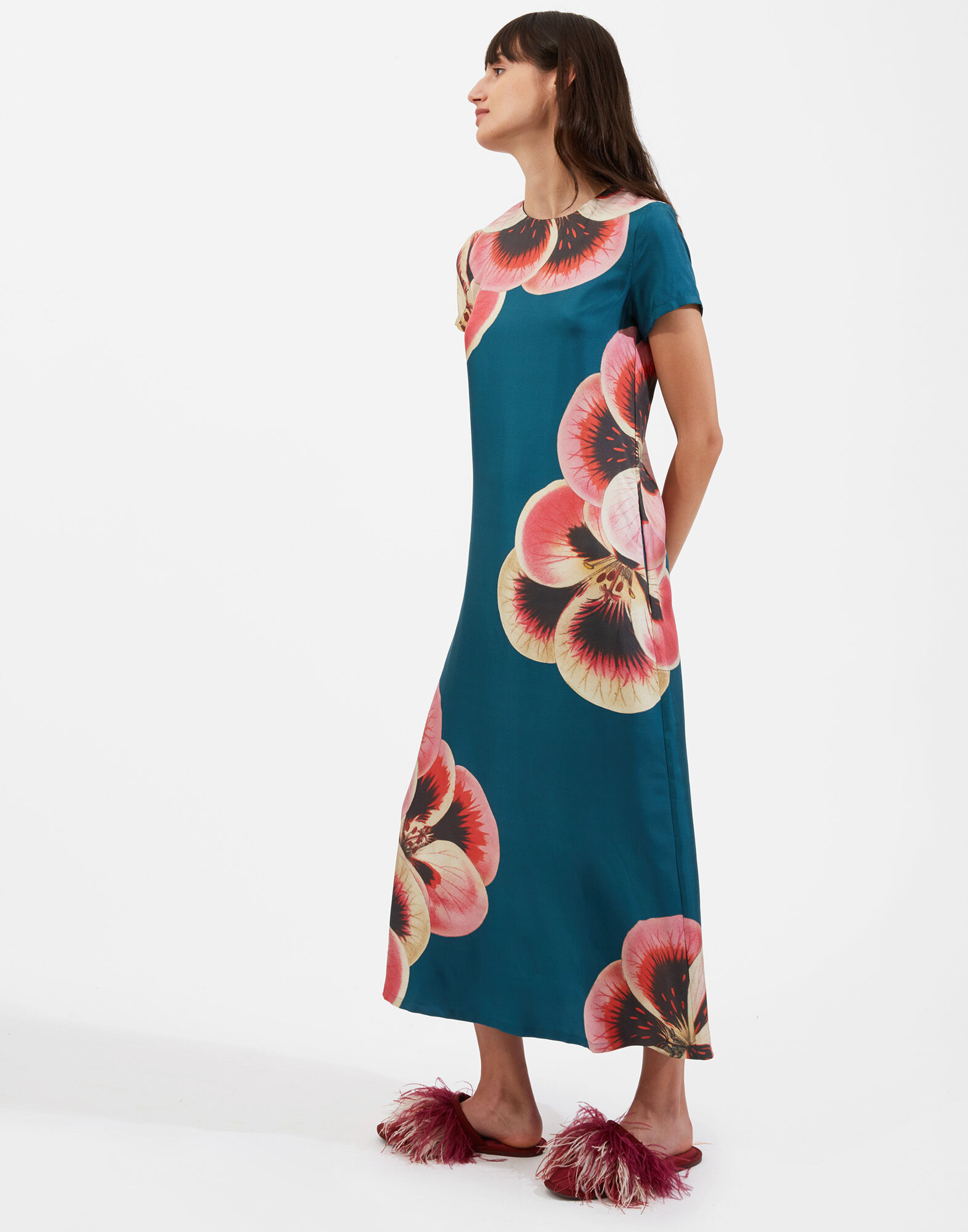 La DoubleJ Swing Dress Giga Pansy Plac&eacute;e DRE0128SIL006PAN0004