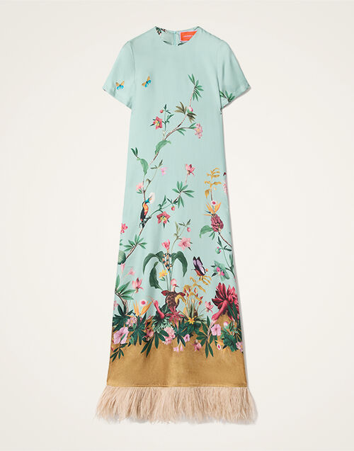 La DoubleJ Swing Dress Zooflora Placée Light Blue DRE0316SIL001ZOF04BU01