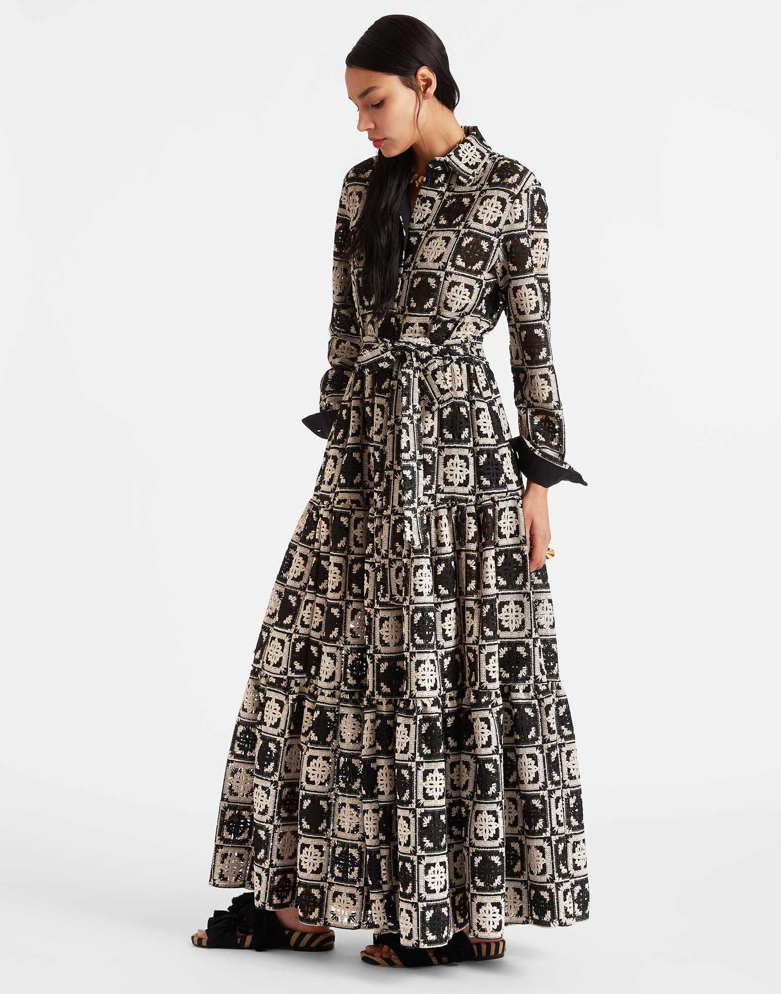 La DoubleJ Bellini Dress Mini Tiles Black DRE0016JCQ077MIT01BL01