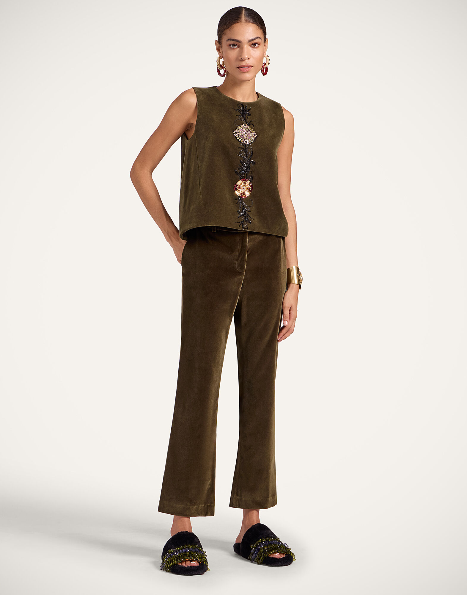 La DoubleJ La Scala Top Solid Moss Green TOP0169VEL011SOLIDGR14