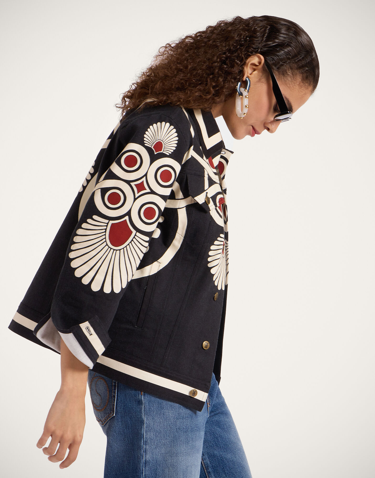 La DoubleJ JJ Jean Jacket Medallion Plac&eacute;e Black JAC0070DEN001MED01BL01