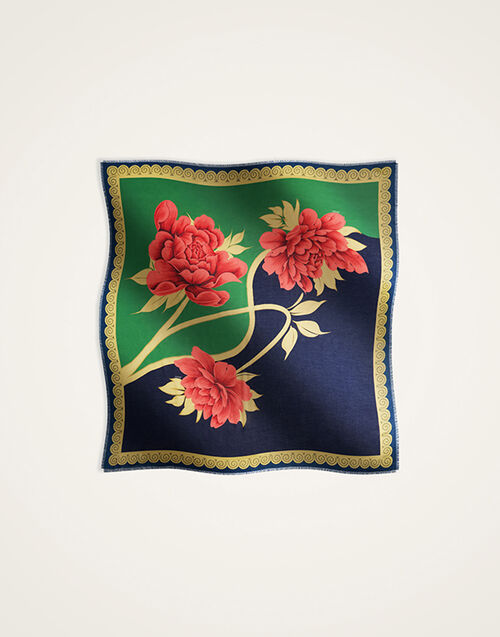 La DoubleJ Foulard 140 Queen Peony Plac&eacute;e Blue SCA0060MOS001QPE02BU03