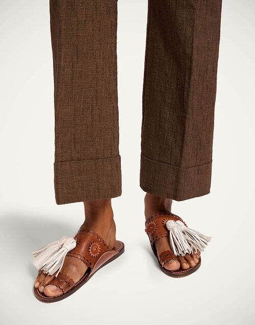 La DoubleJ Sandy Slides Solid Brown SHO0110LEA014SOLIDBR17