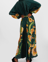 La DoubleJ Cerere Dress &#40;Plac&eacute;e&#41; Poppies Green Plac&eacute;e DRE0399SIL009PPP0001