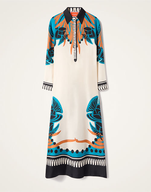 La DoubleJ Chemise Swing Dress Florence Plac&eacute;e Ivory DRE1090SIL006FLO02WH04