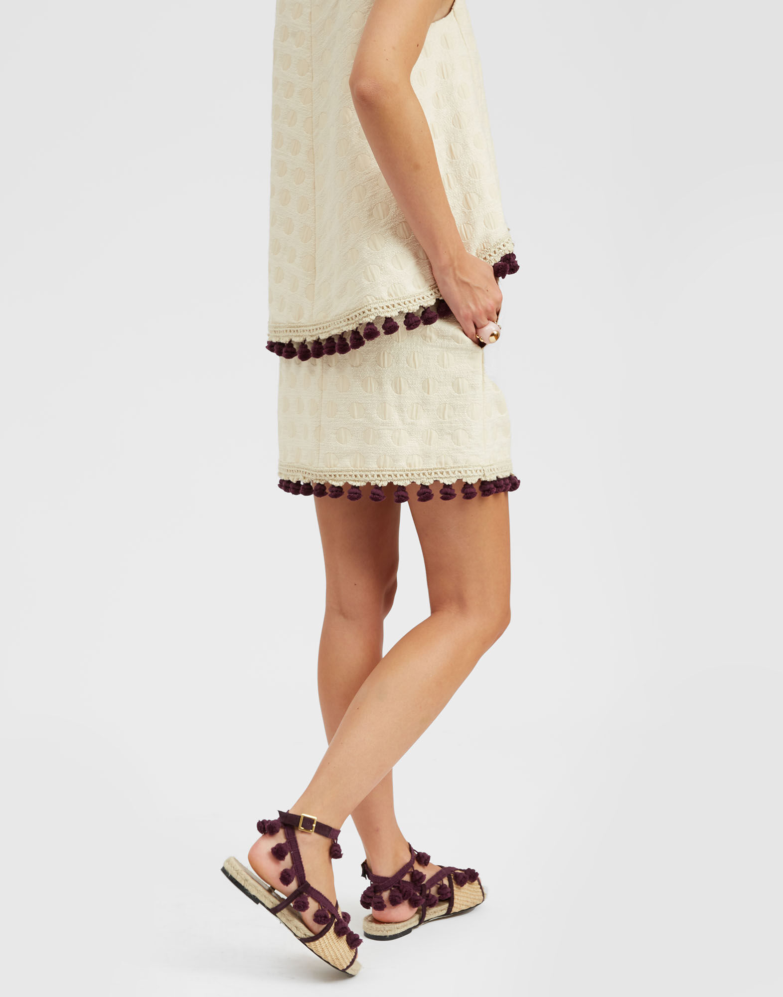 La DoubleJ Baia Mini Skirt Embroidered Creamy SKI0117JCQ076CRA01WH03