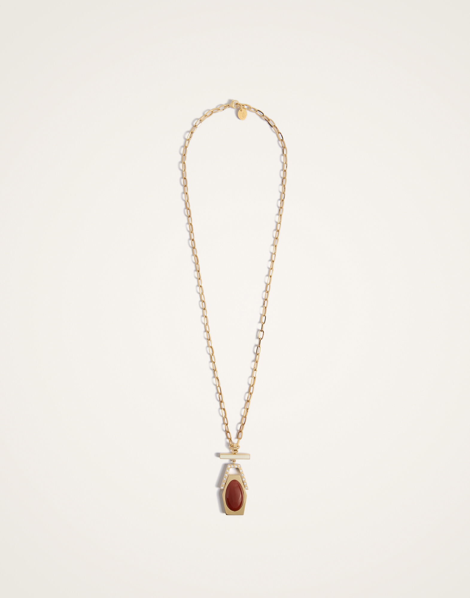 La DoubleJ Embellished Portal Necklace 24K Gold Plate & Red Agate NEC0023BRA003AGA01YE05