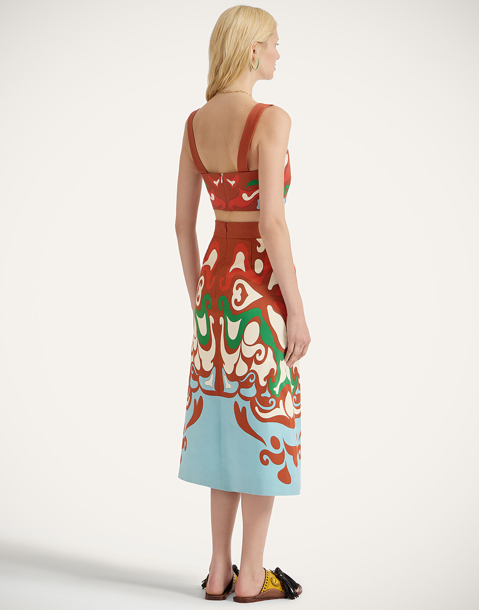 La DoubleJ Baia Skirt Phoenix Plac&eacute;e Light Blue SKI0081COT037PHO01BU01