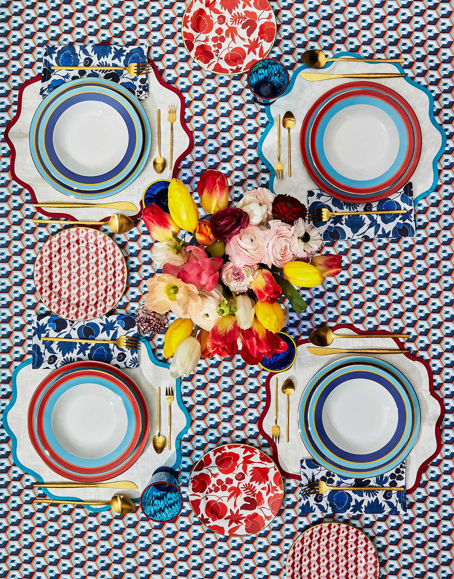 La DoubleJ Soup Plates Set Of 2 Rainbow Azure SOU0002CER001RAI02BU01