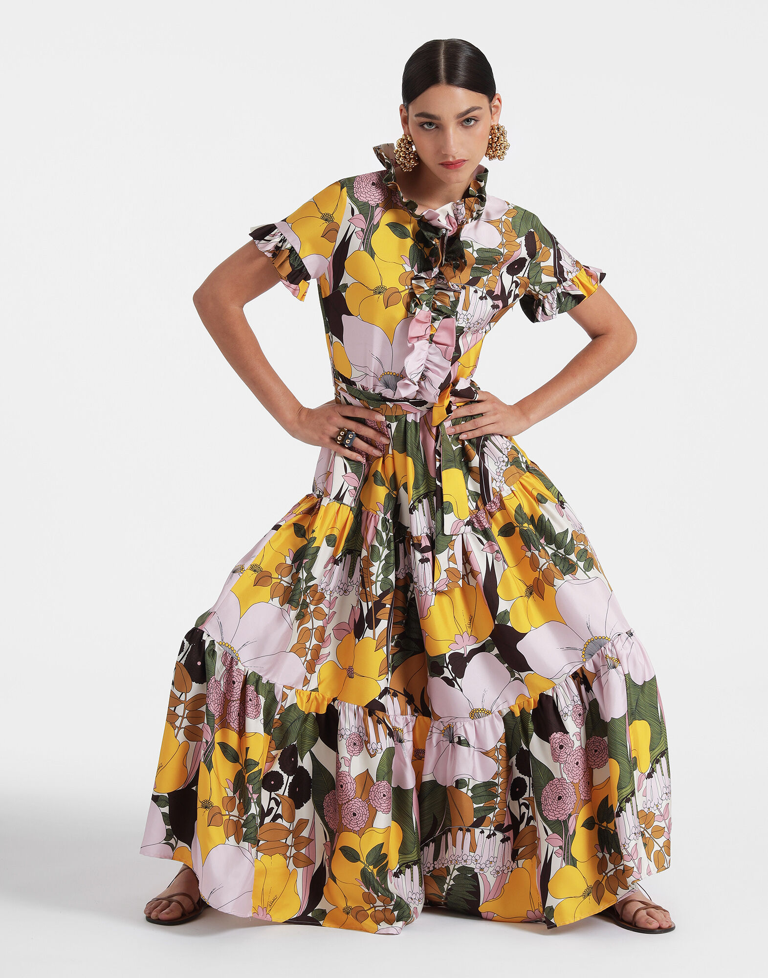 La DoubleJ Long And Sassy Dress Big Flower Rose DRE0017SIL001BFL03PI01