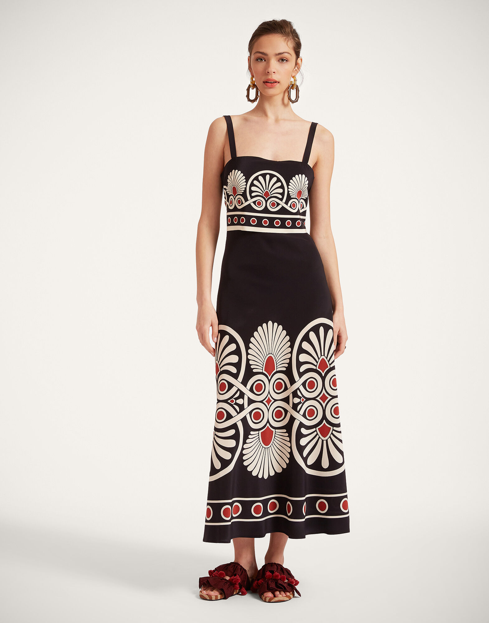 La DoubleJ Slip-Around Dress Medallion Plac&eacute;e Black DRE0562CRE002MED01BL01