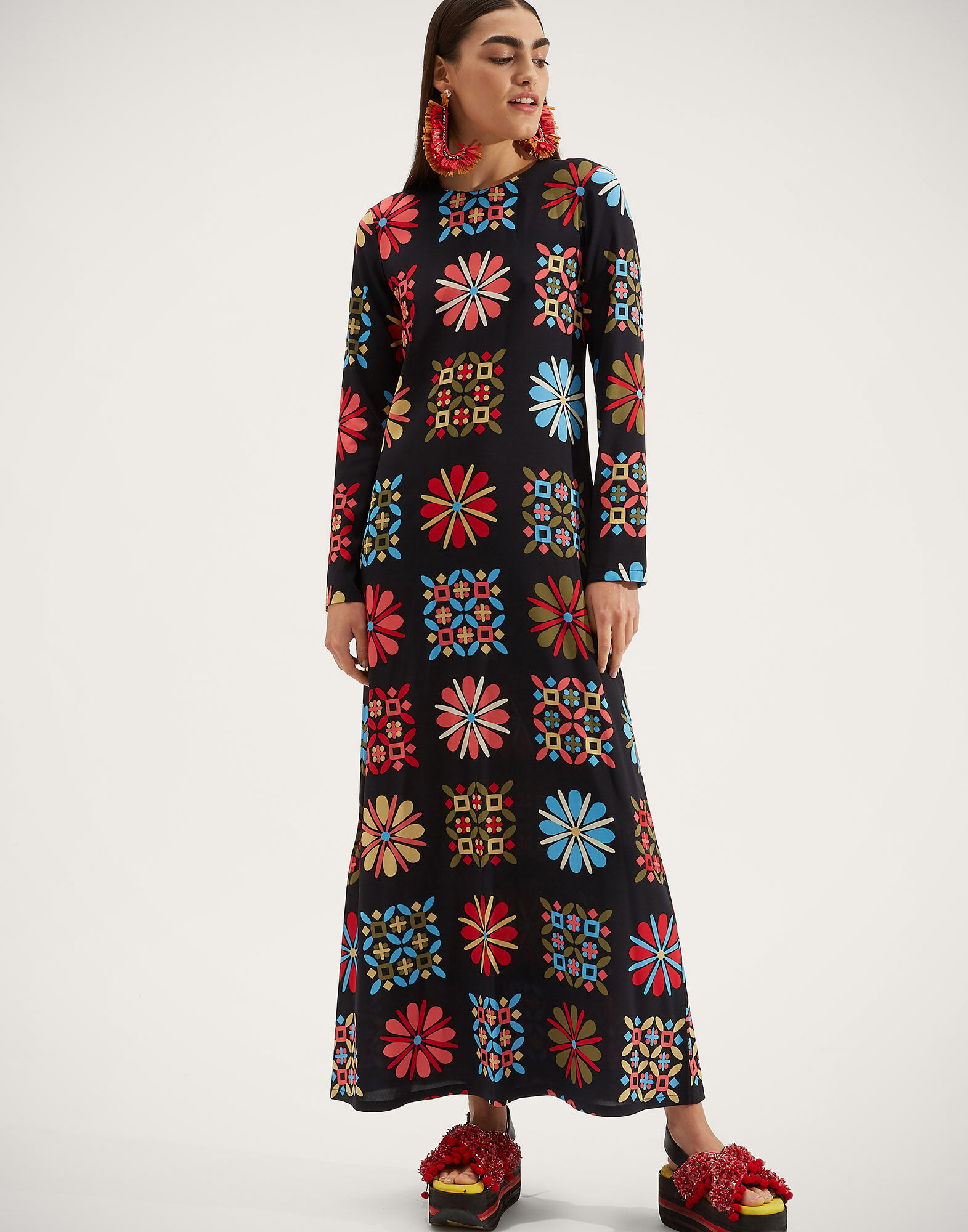 La DoubleJ Long Sleeve Swing Dress Vetrata Grande DRE0184VIS001VET0003