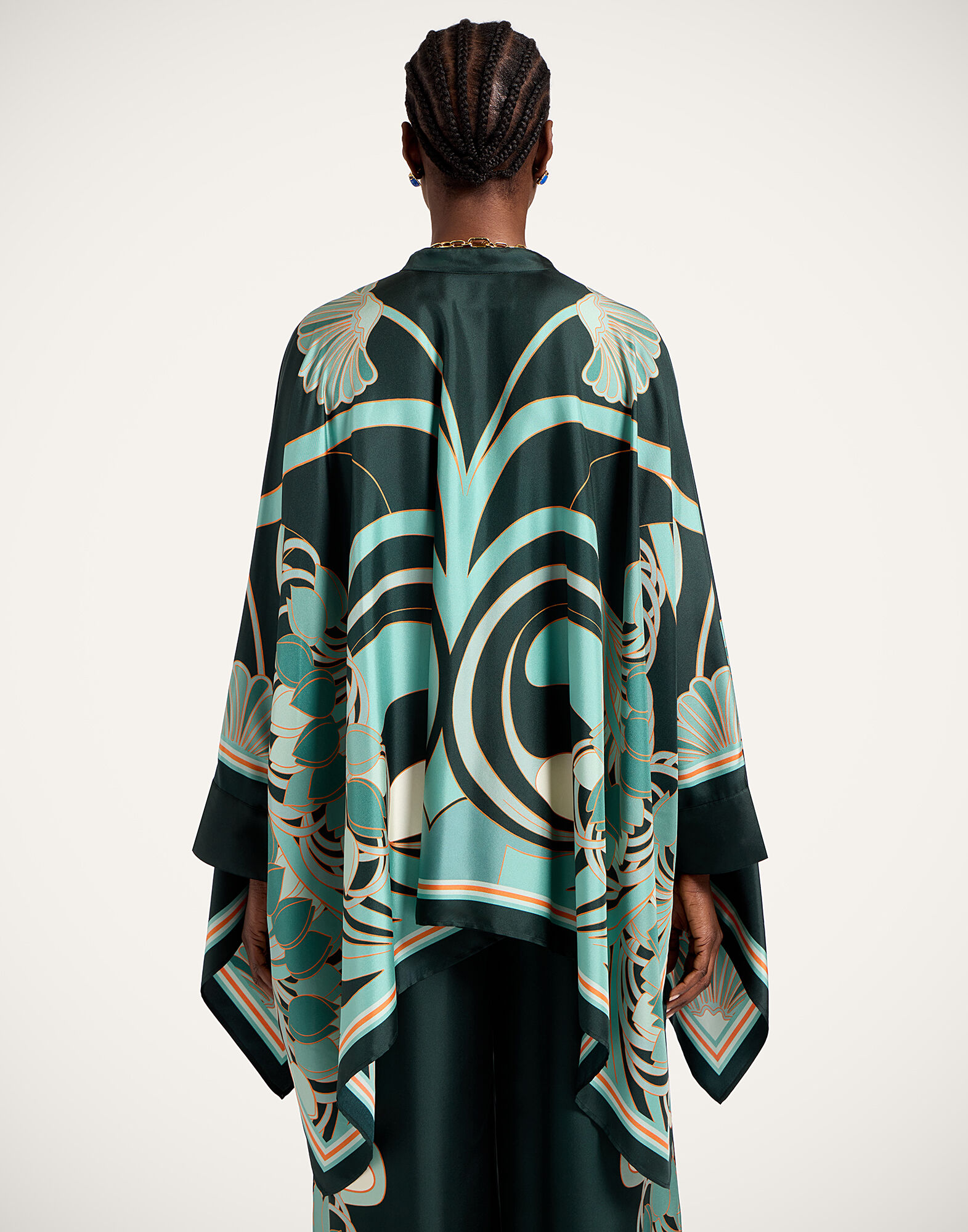 La DoubleJ Foulard Shirt Blooming Tulip Plac&eacute;e Dark Green SHI0059SIL001BTU01GR03