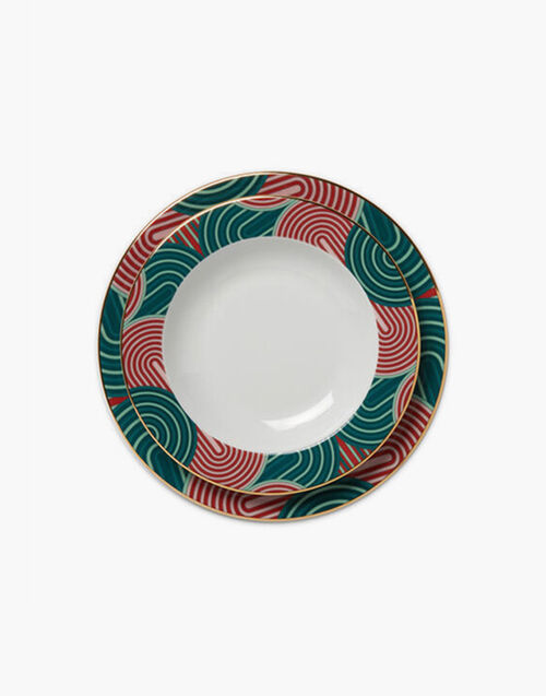 La DoubleJ Soup & Dinner Plate Set Slinky Verde DIS0050CER001SLI0005