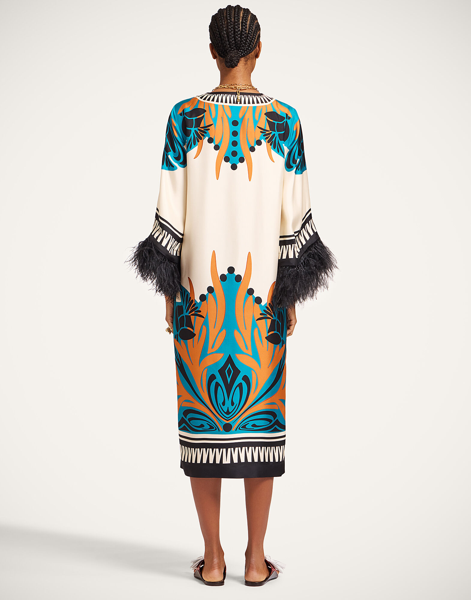 La DoubleJ The Kaftan Florence Plac&eacute;e Ivory DRE0871SIL006FLO02WH04