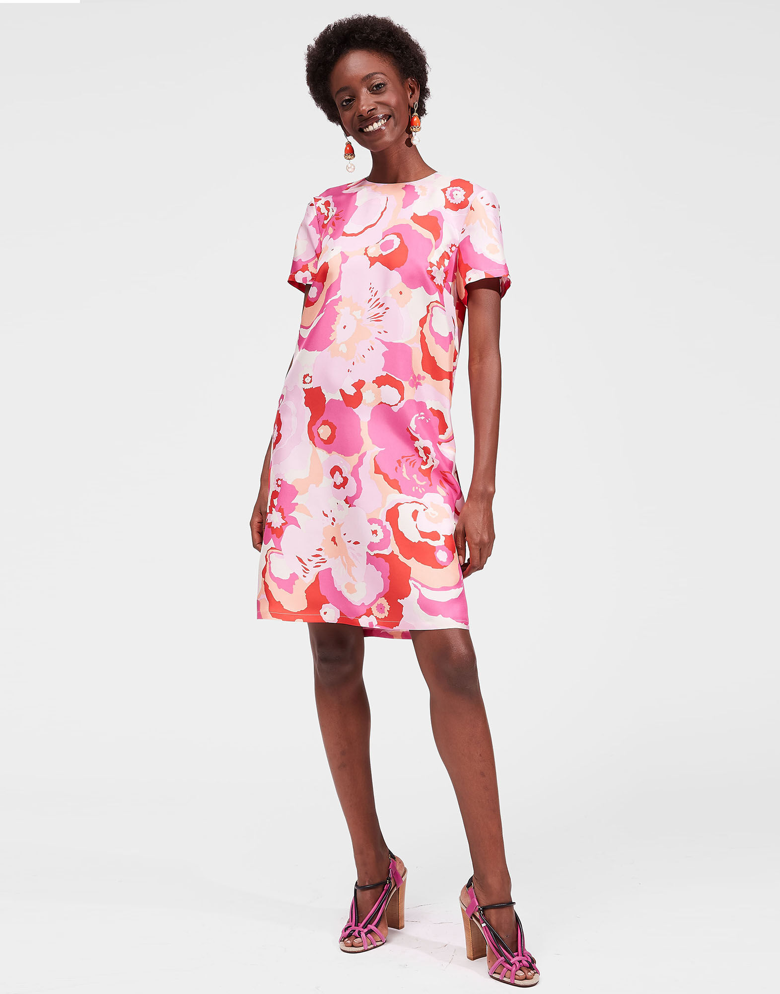 La DoubleJ Mini Swing Dress Peonia Rosa DRE0159SIL001PEO0002