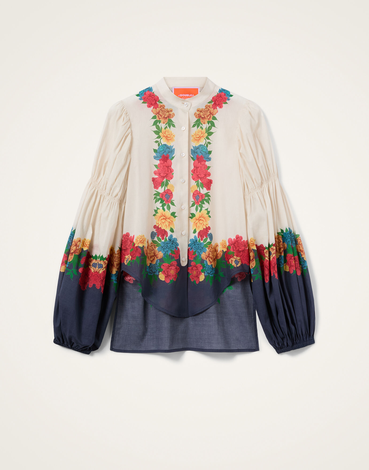 La DoubleJ Pina Shirt Princess Peony Plac&eacute;e Ivory SHI0166COT093PPE02WH04