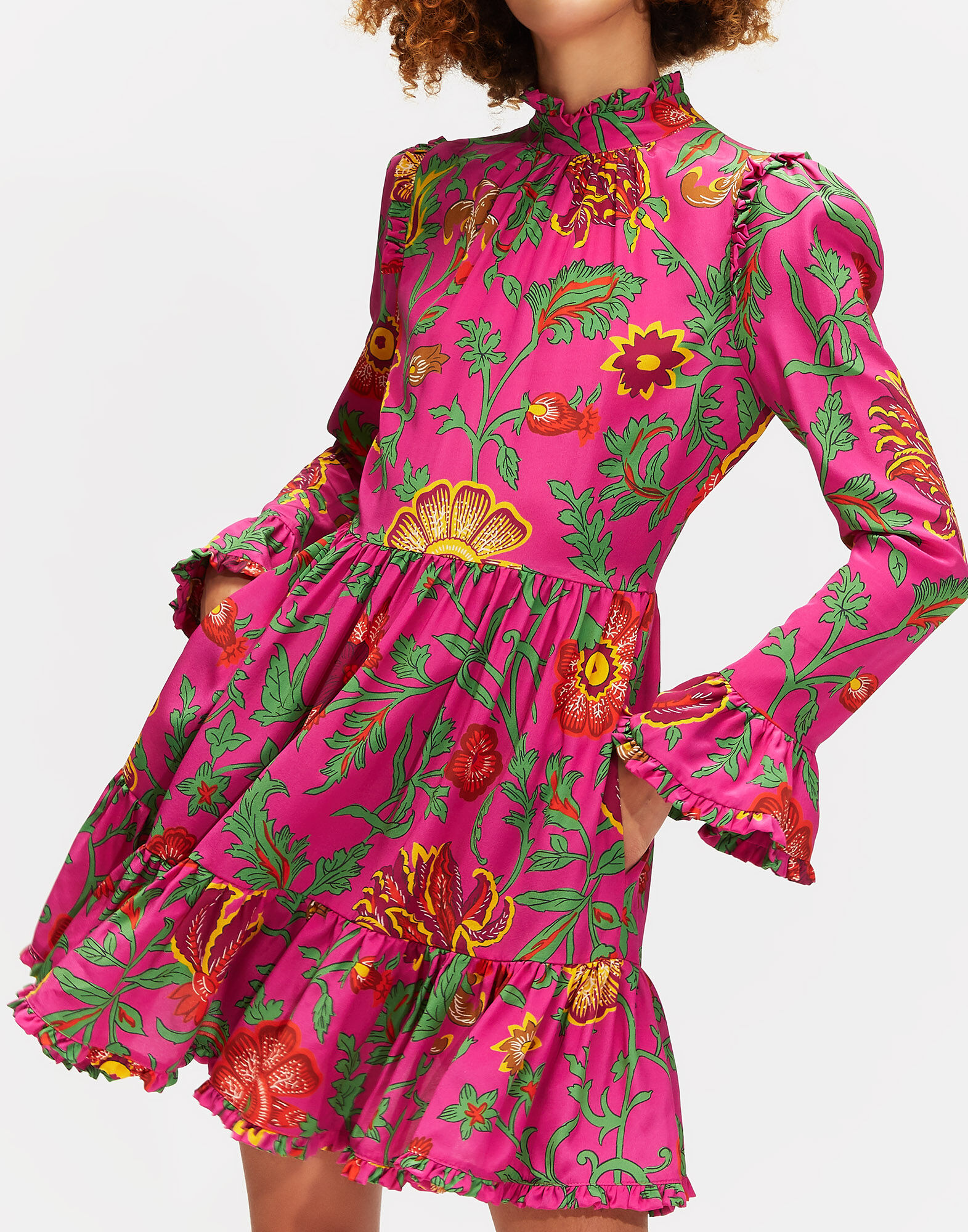 LaDoubleJ Short Visconti Dress Dragon Flower Fucsia DRE0043CRE001DRA0004