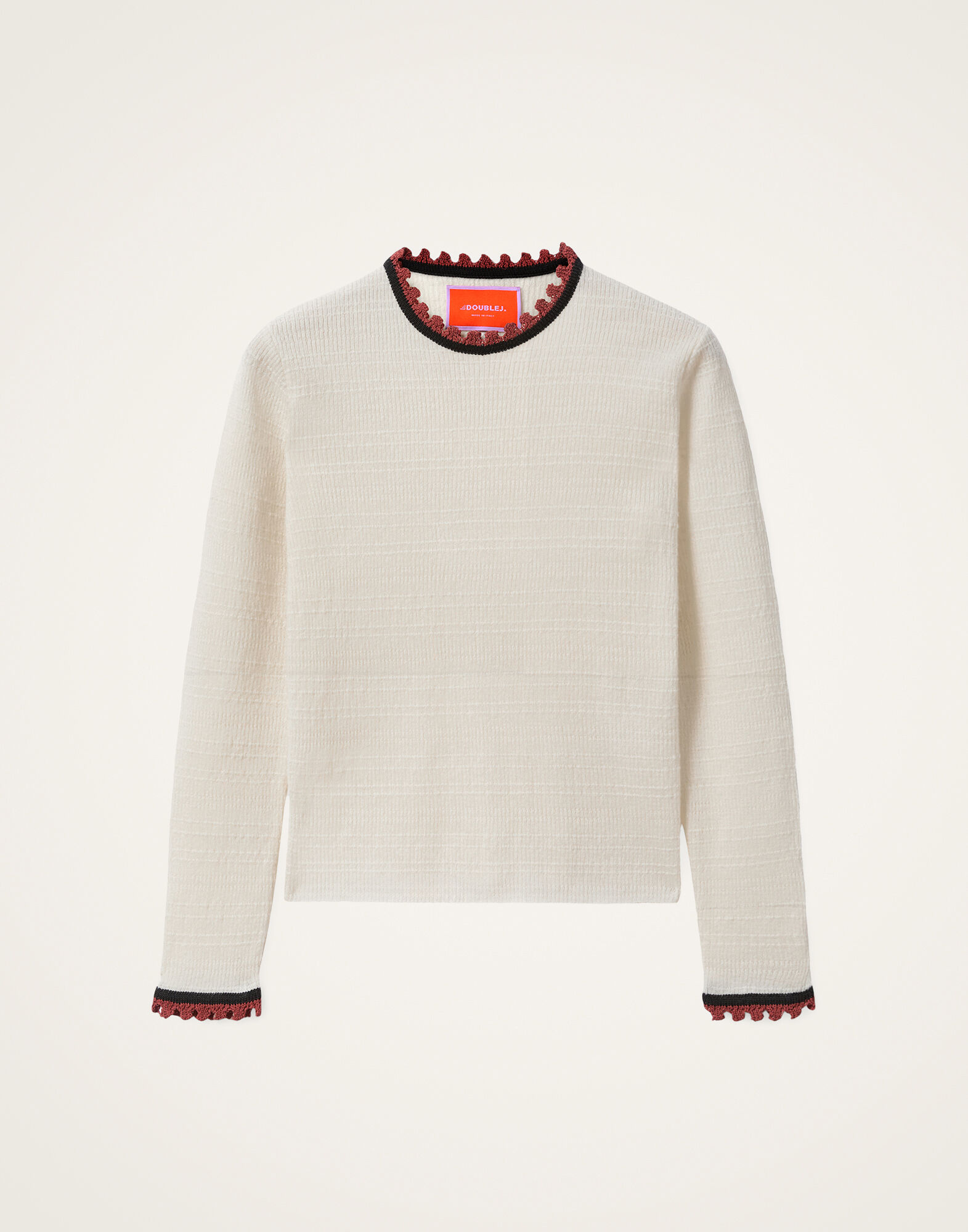 La DoubleJ Picket Crew Neck Solid Ecru PUL0308KNI171SOLIDBR05