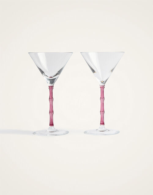 La DoubleJ Bamboo Martini Glasses Set Of 2 Solid Pink GLA0051GLS002SOLIDPI01