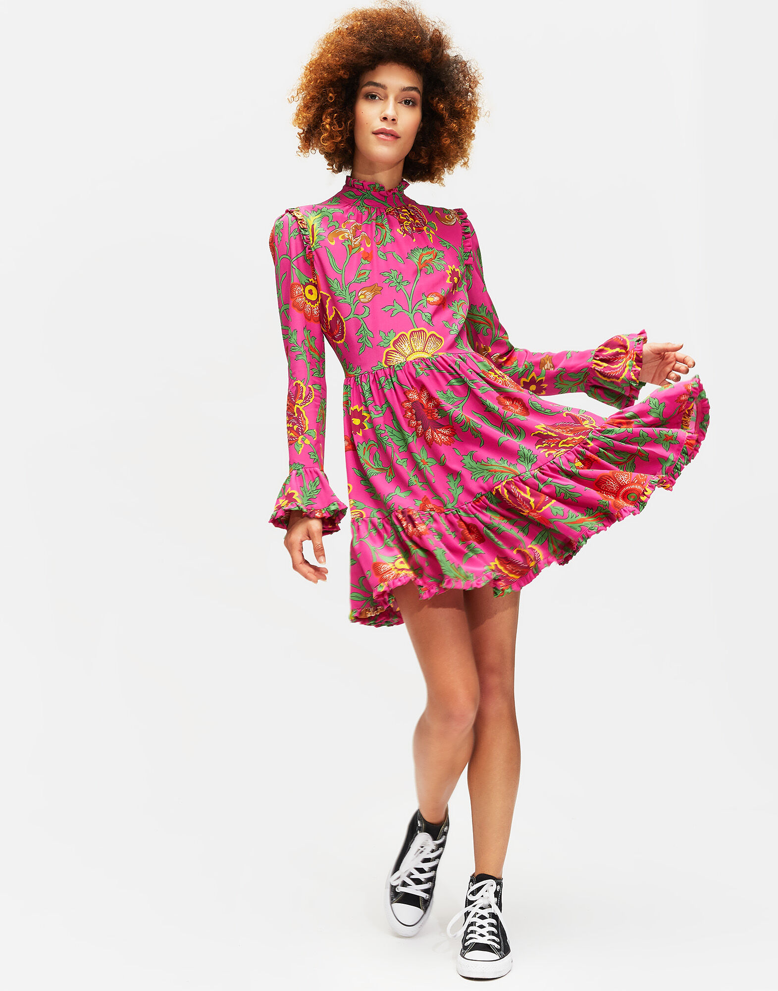 LaDoubleJ Short Visconti Dress Dragon Flower Fucsia DRE0043CRE001DRA0004