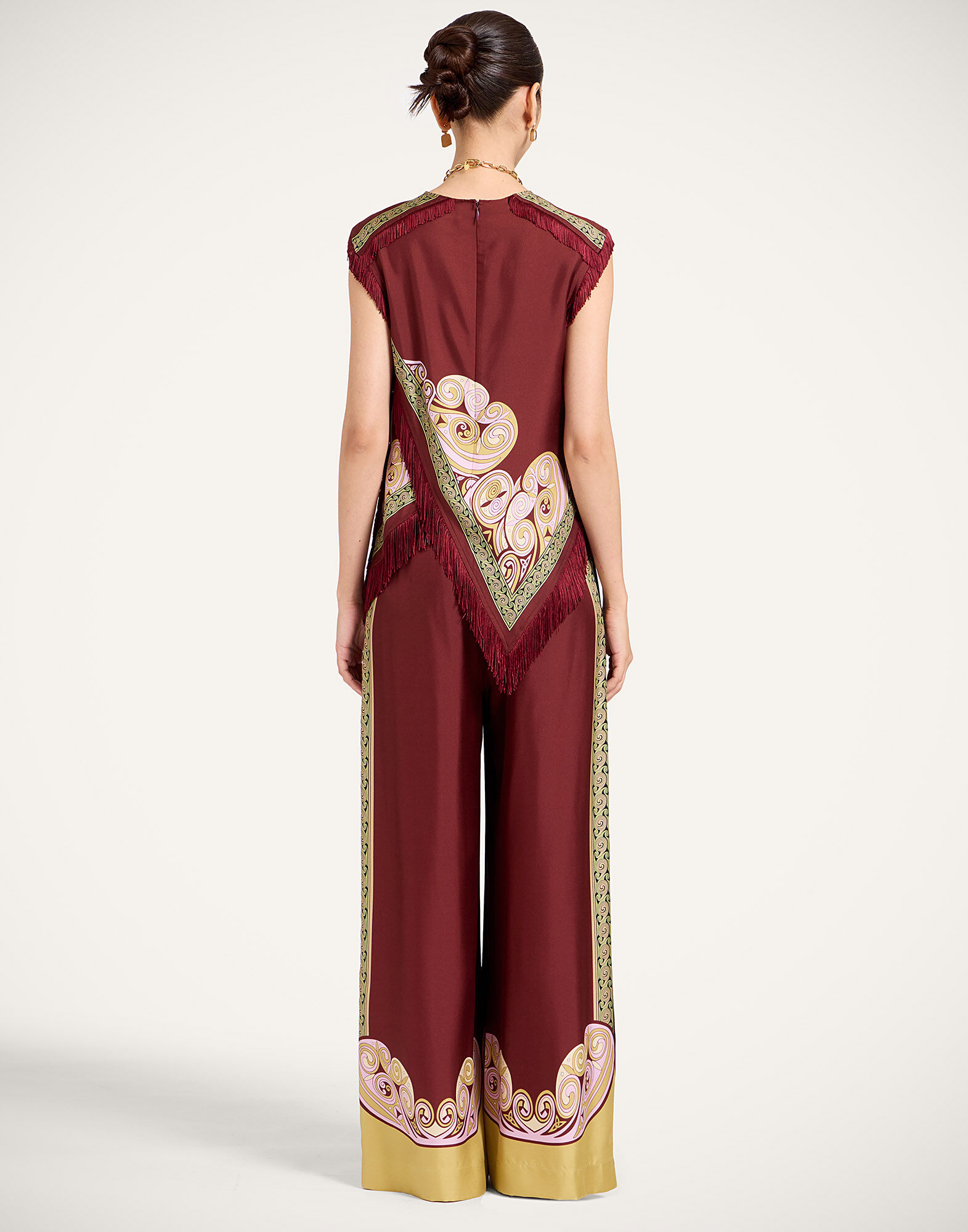 La DoubleJ Palazzo Pants Kells Swirl Plac&eacute;e Burgundy TRO0026SIL006KLS01RE07