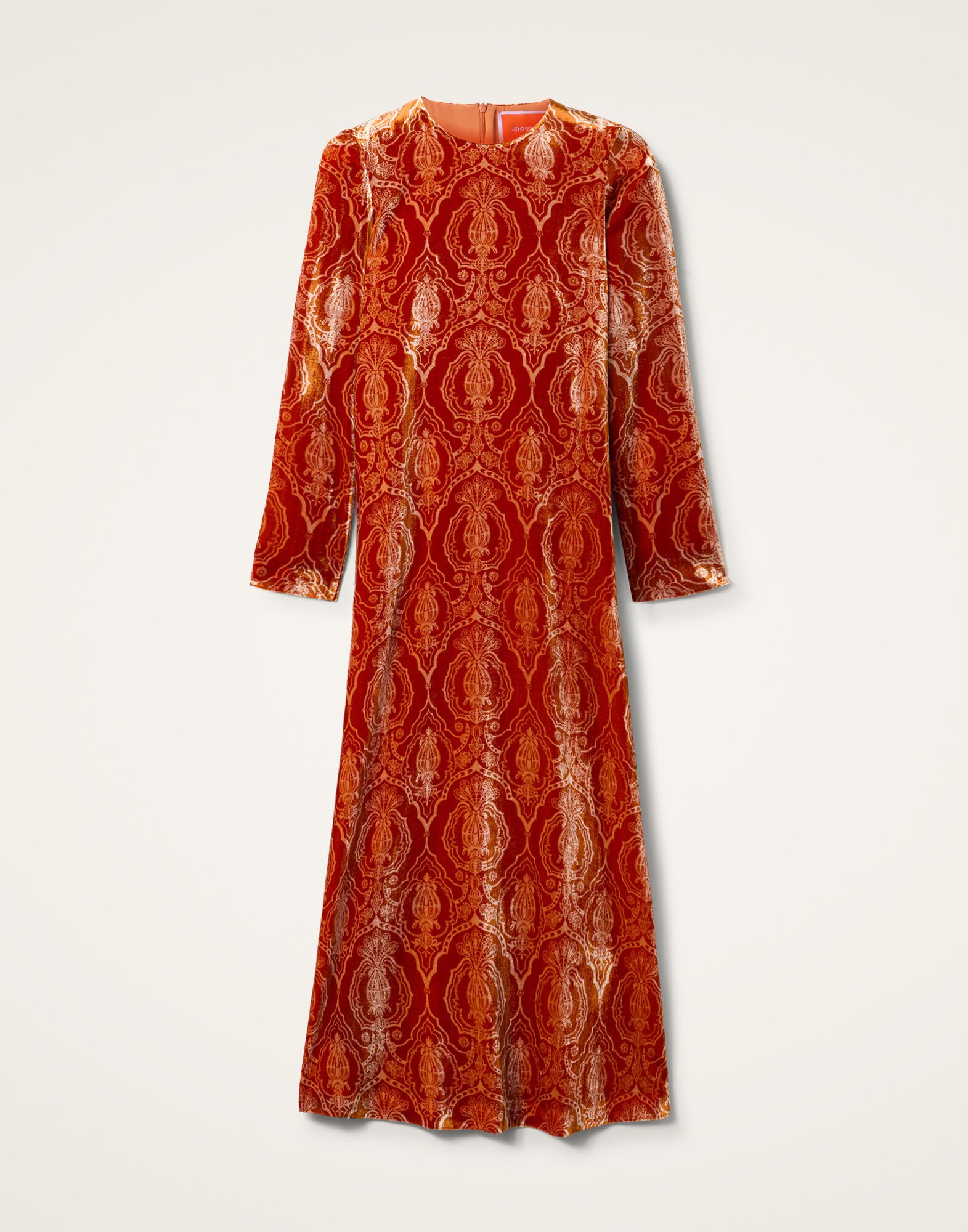 La DoubleJ Long Sleeve Swing Dress Banquet Orange DRE0184DEV003BQT03OR02