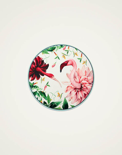 La DoubleJ Disk Placemat Birdbloom Ivory PMT0016CRK001BIB01WH04