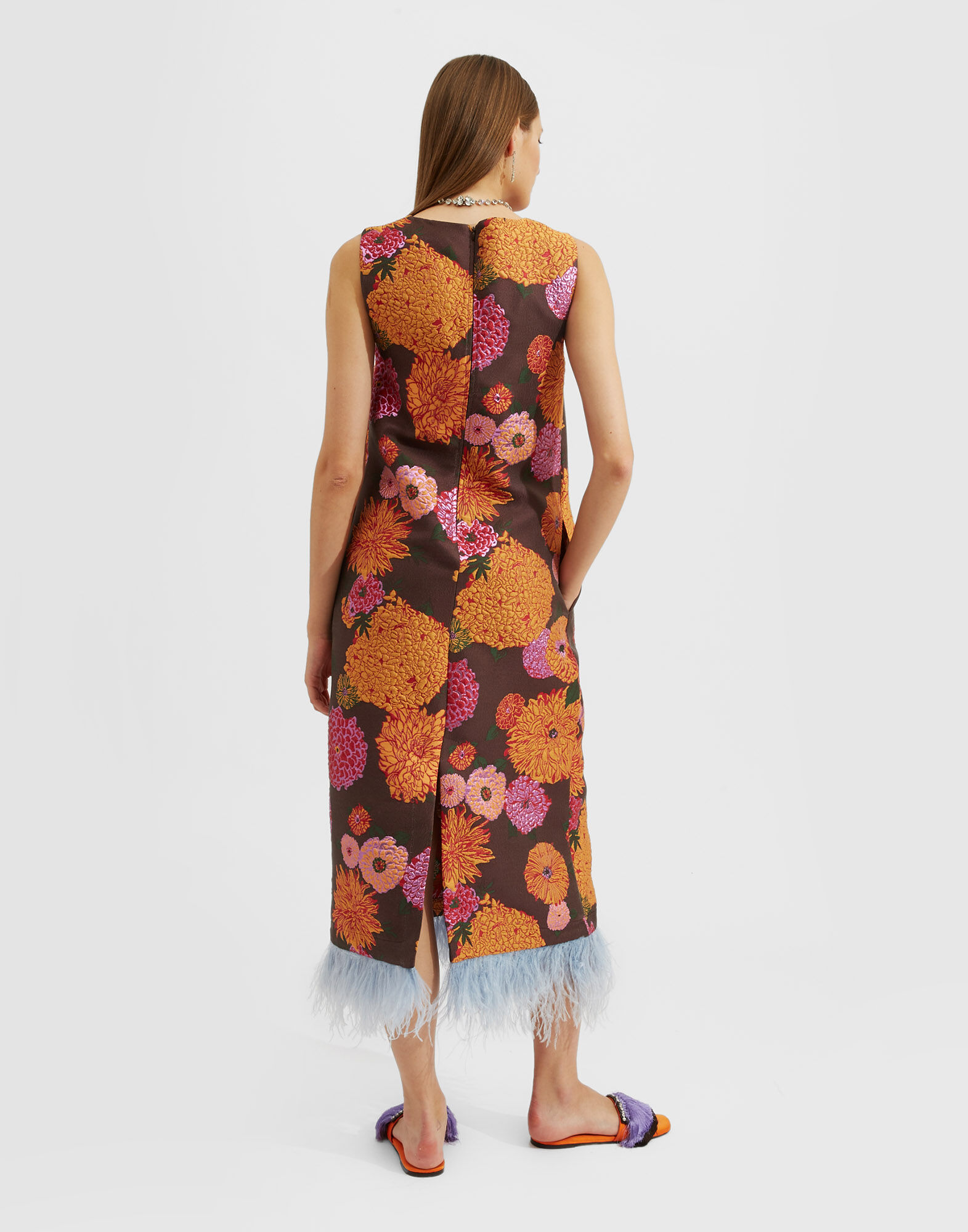 La DoubleJ Column Dress (With Feathers) Gin Chocolate DRE0549JCQ048GYN02BR07