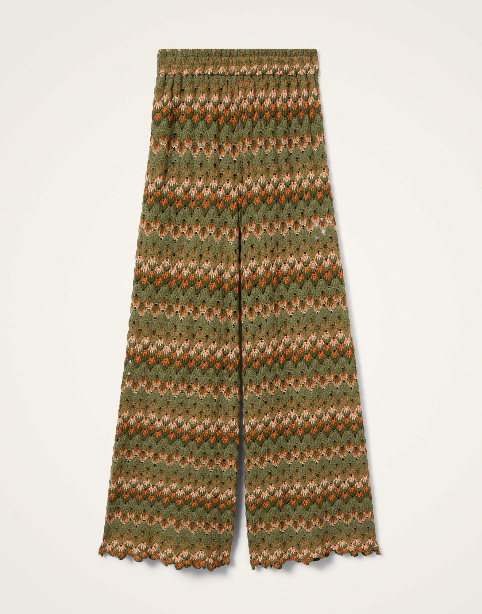 La DoubleJ Palazzo Pants Multicolor Green & Orange TRO0003COT091SOLIDGR02
