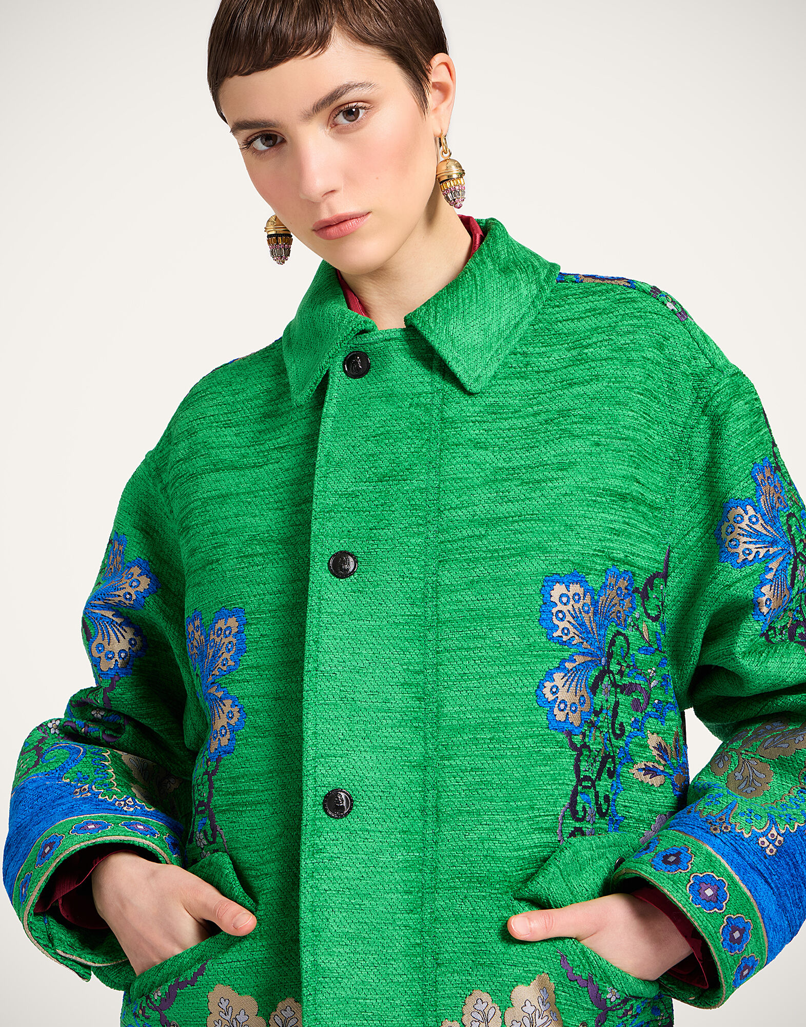 La DoubleJ Truffle Coat Cornucopia Plac&eacute;e Green JAC0178JCQ130CRN02GR02