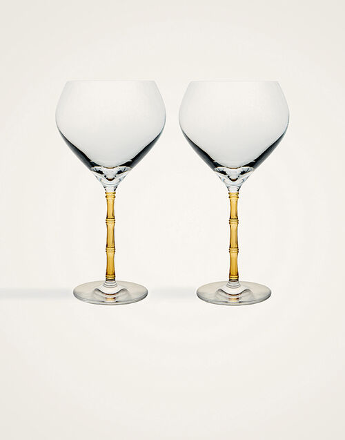 La DoubleJ Bamboo Balloon Glasses Set Of 2 Solid Amber GLA0049GLS002SOLIDYE10